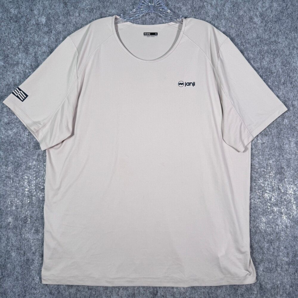 Janji Run All Day Tee T Shirt Mens XL Beige Lightweight Perforated Athletic Wear